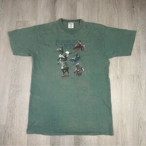 Vintage 90s ELLENSBUR RODEO Cowboys Green T-shirt Size‎ Large Riding Bull Tee